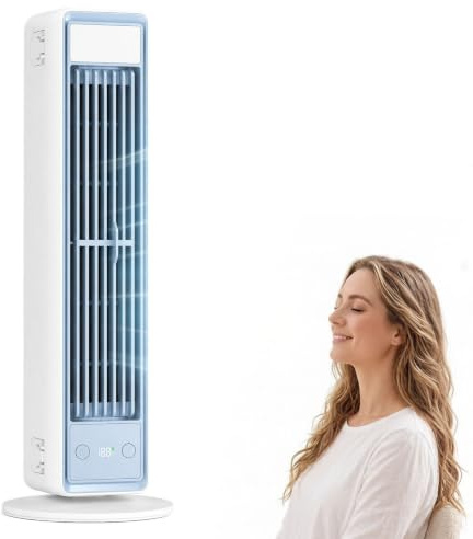 Mobiler Luftkühler Extrem Leise, Tragbare Klimaanlage für Schlafzimmer, Ventilator ohne Flügel mit Nachtmodus, 3 Stufen, Kompaktes Klimagerät für Erholsamen Schlaf