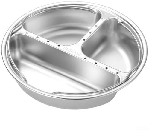 Inserto de vaporera de acero inoxidable con secciones para olla, cesta de vapor de verduras de calentamiento rápido 21 cm (B)