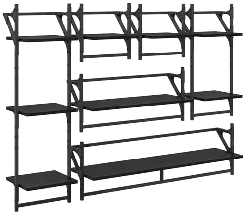 Générique - Juego de estantes de pared (6 piezas, 100 x 25 x 30 cm), color negro