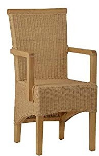 MiaMöbel Armlehnstuhl Rattan 53x98x57 cm Modern Massivholz Mahagoni Natur