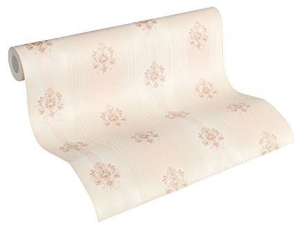 A.S. Création Vliestapete Hermitage 10 Tapete klassisch neo-barock 10,05 m x 0,53 m creme metallic rosa Made in Germany 330845 33084-5