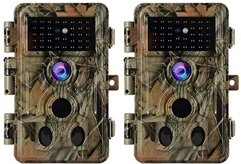 BlazeVideo 2-Pack 32MP 1296P Trail Game Cameras with Night Vision Motion Activated Waterproof IP66 No Glow Infrared IR Wildlife Deer Hunting Cam Video Tracking & Monitoring 0.1S Trigger Speed