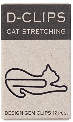Midori Büroklammer, D-Clips Mini Box, Stretching Cat, 12 Stück (43350006)