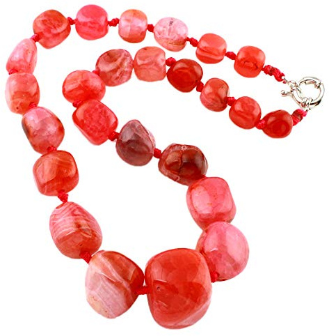 Treasure Bay Impresionante Collar de Ágata Grueso con Piedras Preciosas para Mujeres y Damas, 55cm, Ágata