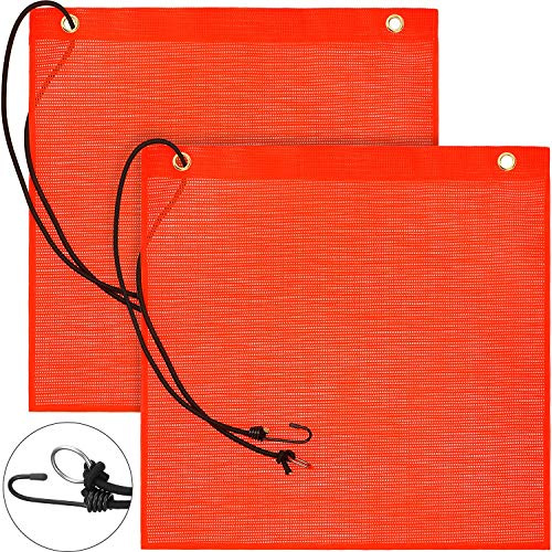 2 Stück 45,7 x 45,7 cm Sicherheitsflaggen Orange Warnflagge Mesh Bungee Sicherheitsflagge Wetterfeste Sicherheitsflagge mit Ösen und Bungee Cord