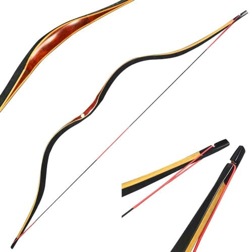 ZSHJGJR Tiro con L'Arco 54 '' Arco Ricurvo Tradizionale Fatto a Mano in Legno Mongolo Gomito da Caccia Arco Arco Lungo per la Pratica di Caccia Adulti 30-50 libbre (50lbs)