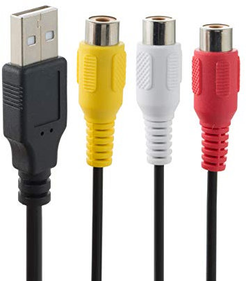 Cavo da USB a 3RCA, da USB maschio a 3 RCA maschio, cavo splitter a Y, cavo adattatore AV audio video composito (USB maschio/3RCA femmina)