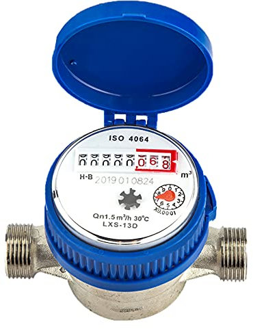 Kupfer 1.5m3/h 0-40℃ Mechanischer Wasserzähler 15mm 1/2 Zoll Wasserdurchflussmesser für Garten, Küche