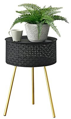 [en.casa] Beistelltisch 'Forshaga' 50x35cm Tabletttisch Metall Wohnzimmertisch mit Abnehmbarer Tischplatte Schwarz-Gold