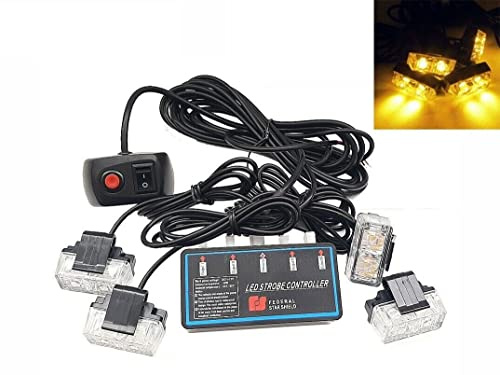 4X 2 LED Luce Arancione Emergenza Flash 24 Modalità Per Camper Fuoristrada Luce Stroboscopica Auto 12V/24V Luce Lampeggiante Emergenza Impermeabile Scatola di Controllo