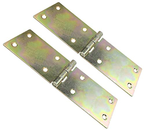 AERZETIX - C57920 - Juego de 2 bisagras universales rectangulares 150x45mm con 8 agujeros - elemento de unión para carpintería - en acero galvanizado amarillo