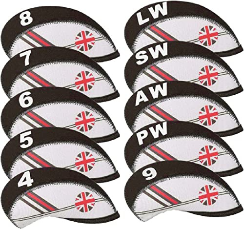 TOHMLAPE White and Black UK Union Jack Flag Golf Club Iron head covers