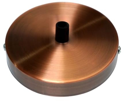 LEDSone Rosone da soffitto a presa singola color rame, perfetto per cavo flessibile in tessuto, piastra di montaggio in metallo da 120 mm con accessori per plafoniere e lampade da parete (1 presa)