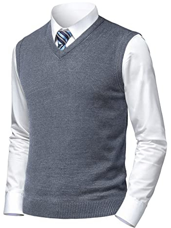 Herothorn Homme Gilet Mélangée sans Manches Tricoté Manches Maille Pull Classique Business Gilet pour Chemise Tricoté Débardeurs