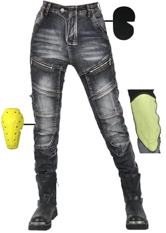 SHUOJIA Motorradhose Herren, Motorrad Jeans Damen Aus Aramidfaser, Unisex Motorrad Schutzhose Hose Mit Protektoren