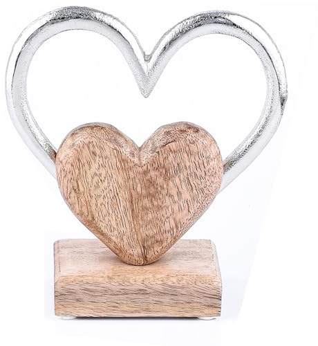 Marrakesch Herz Deko Aufsteller 17cm Groß | Dekoobjekt Amour 4 als Tischdeko Fensterbankdeko Silber