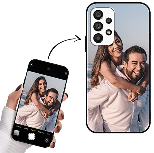 Yoedge Personalisierte Handyhülle für Samsung Galaxy A53 5G Hülle Selbst Gestalten Eigenem Foto Bild Text Personalisiert Case Individuelle Geschenk Schutzhülle Schwarz Cover für Samsung A53 5G 6,5