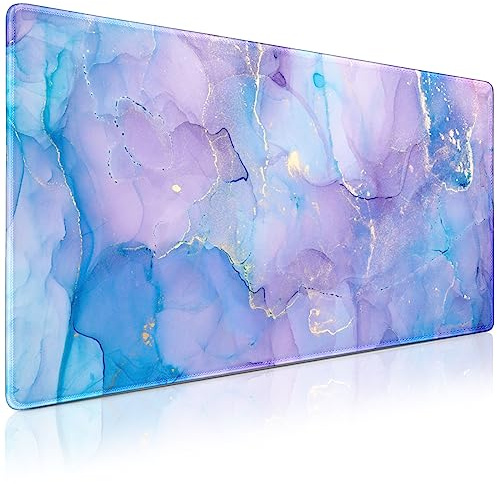 Acezeek Gaming Mauspad, Mauspad 900x400mm(35.4x15.7in) XXL,rutschfeste Mouse Pad/Mauspads,Einfach Zu Reinigen,Mausepad Groß mit Wasserdicht für Home Office Arbeit Spiel-Violetter Blauer Marmor