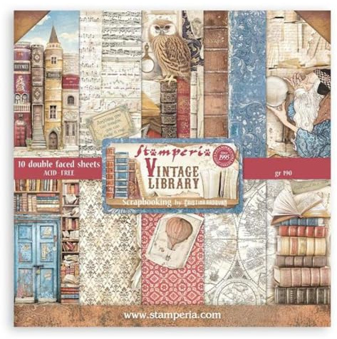 Stamperia, Vintage Library 8x8 Inch Paper Pack