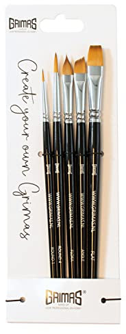 GRIMAS Face Paint Brush Set, professionelles Make-Up-Pinsel-Set mit 5 Synthetikpinseln, ideal für Gesichtsbemalung, Kinderschminken und vieles mehr