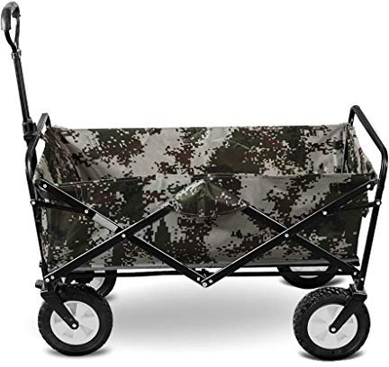 MOLVUS Folding Garden Trolley Cart Heavy Duty Wagon Multi-function Shopping Cart for Outdoor Camping fishing Pull Truck With 4 wheels, Static load: 150kg (A)