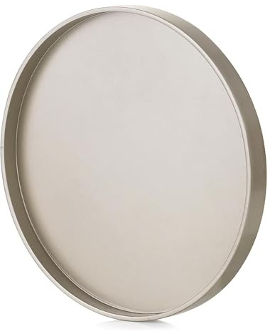 Hanobe Vassoio decorativo in legno, colore oro lucido, rotondo, moderno, 30 cm, in stile rustico, rotondo, per cucina, tavolo da caffè, candele da tavolo