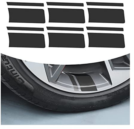 CGEAMDY 6 Stück Autorad Reflektierende Aufkleber, Auto Styling Reifen Felge Dekoration Zubehör, Selbstklebende Aufkleber DIY Motorrad Rad Aufkleber (Schwarz)
