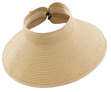 WSLCN Femme Visiere de Paille Chapeau Plage Pliable Pare-Soleil Été Chapeau Serre-tête Casquette Visières Anti-Soleil pour Plage Loisir Voyage
