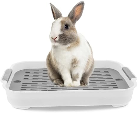 Rabbit Litter Box,Small Animal Litter Cage Potty Trainer Corner Litter Bedding Box,Rabbit Litter Tray 2 Tier Rabbit Litter Box Plastic Rectangular Bunny Pet Toilet 9.65X14.37X1.97 Inch