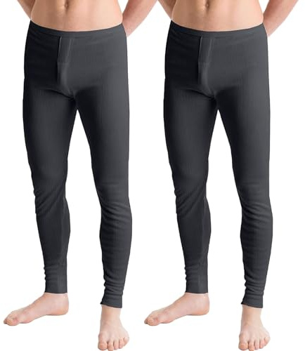 Prime Fashions Confezione da 2 mutande termiche lunghe da uomo, ultra morbide spazzolate all'interno, biancheria intima calda per l'inverno e le temperature più fresche