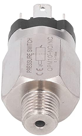 Membran-Druckschalter mit 1/2-Zoll-Gewinde, Einstellbarer Pneumatischer Druckschalter aus Edelstahl und Gummi, Wasserdicht IP54, für Druckluft und Wasser, 0,1-1MPa