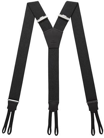 Pierrot Herren Hosenträger mit Knöpfen – Breite Vintage-Premium-Bügelträger mit Echleder-Enden – Verstärktes Gummiband & Verstellbare Länge bis 130 cm
