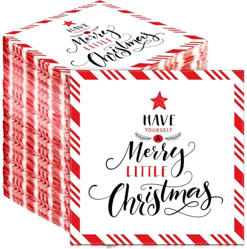 Tenare 200 Stück 33 x 33 cm Weihnachten Servietten Weihnachtliche Papierservietten Einweg Weihnachtsservietten Festliche Servietten mit Motiven für Weihnachtsessen Tischdeko Zubehör Restaurant Küche
