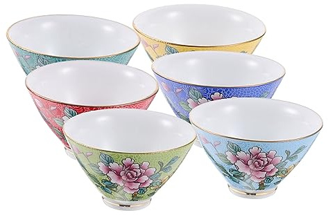 Zerodeko Juego de 6 Tazas de Té Chinas de Cerámica sin Asas Borde Redondeado, Estilo Retro Simple, para Disfrutar en Reuniones Familiares y Fiestas de Té