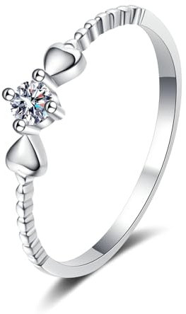Whoiy Damenring mit Im Labor Gezüchteter Diamant Weißgold, Frauen Verlobung Ringe Echt Gold 750 Solitär 18 Karat Eheringe, D, VVS1-VVS2, Gr. 58 (18.5)