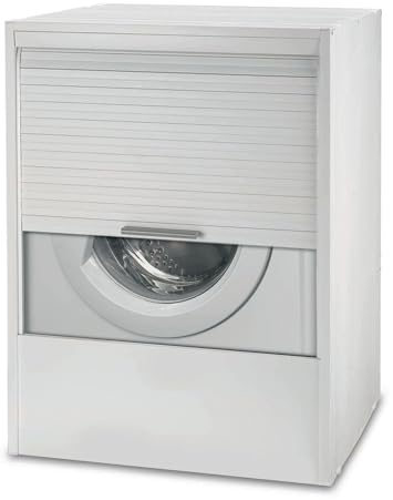 VIRSUS Mobile Coprilavatrice Roll Up di colore Bianco, misura 67x59x91 cm, Apertura a Serranda Verticale, Struttura in PVC spessore 20mm, Frontale estraibile per manutenzione Lavatrice -8042