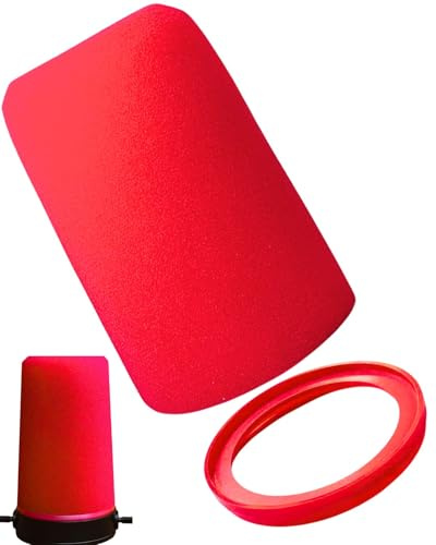 RhymKawa Red Pop Filter with Ring for Shure SM7B/SM7dB | Red windscreen for a bold, unique look. Retaining ring seals the foam securely on the mic base.