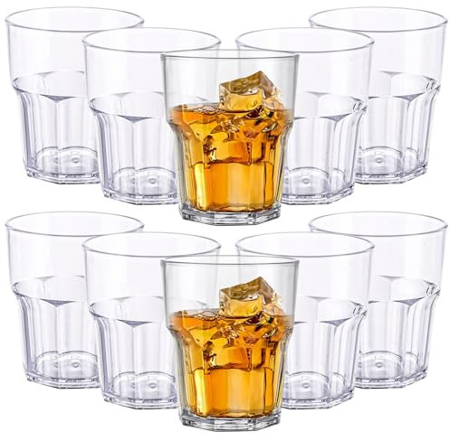 MEIDIV 20 Pack 260ml Plastic Tumblers, Plastic Cups Reusable Stackable, Plastic Acrylic Drinking Glasses, Plastic Tumblers for Adults Party, Picnic