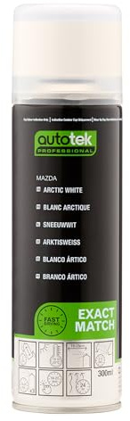 Autotek Professional Exact Match Car Spray Paint, Mazda Arctic White Aerosol Spray, 300 ml