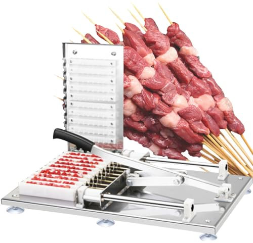 Machine à brochettes de viande en bambou pour la maison, les barbecues, les fêtes - Machine à kebab manuelle avec 10 trous et 10 cordes - Aide au barbecue pour brochettes de légumes