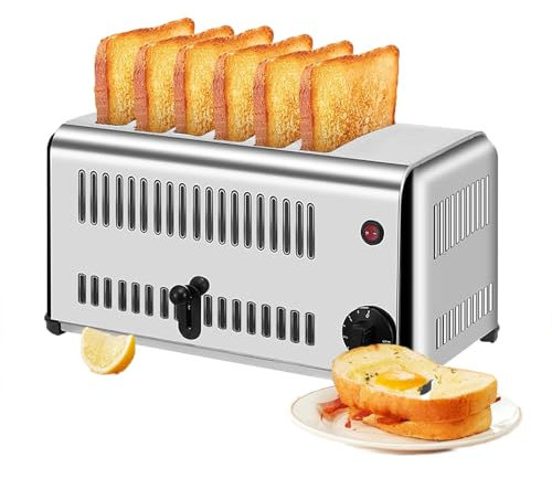 KJHYYPP Toaster 6-Slice Commercial Home Stainless Steel Compact Breadmaker Machines, Rapid Bake Toaster You Choose 3/6-Slice Toast Mode,for Homes, Restaurants,etc.