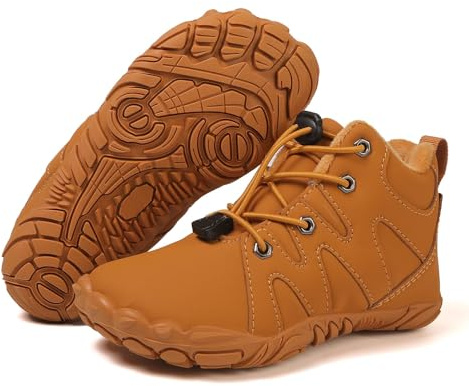 Unisex Invierno Zapatillas Descalzas Niños,Kids Mid Trekking Shoes con Forrados Caliente,Zapatos de Trekking Barefoot Minimalistas Sneakers,Antideslizante Ligeras Gr.26-36EU