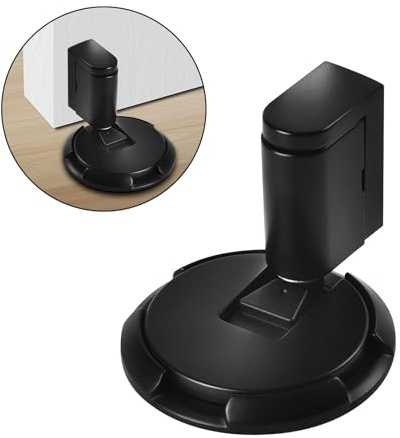 Befun Türstopper Boden Selbstklebend, Door Stop Zinklegierun Schwarz | Ohne Bohren, Mechanischer Türstopper, Türspalten von 5-20 mm/0,2-0,8 Zoll, Höhenverstellbarer Türpuffer Wandschutz