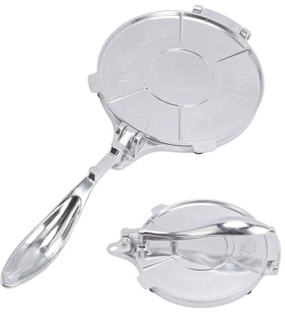 8 Inch Tortilla Press, Heavy Duty Tortilla and Roti Maker, Aluminum Alloy Tortilla Pataconera Flour Tortilla Press for Homemade Mexican Tortillera Pizza Pie Making (Silver)