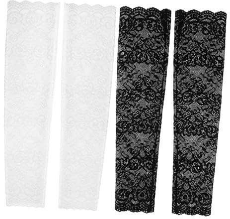 JEWEDECO Spitzenärmel Für Damen Fingerlose Armstulpen Lange Unterarmstulpen Elegante Armbedeckung Hochzeitstaschen Partyaccessoires
