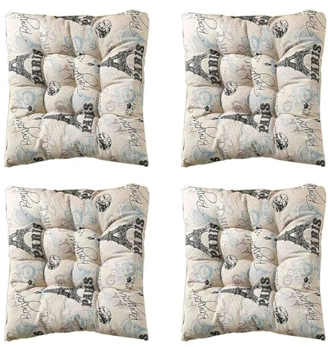 YSZBD Stuhlkissen 40x40/45x45/50x50 Mit BäNdern 6er/4er/2er Set Sitzpolster Stuhl Innen Stuhlpolster Innen Seat Cushion Dining Chair Sitzkissen FüR StüHle KüChe(#26,45x45cm4pcs)