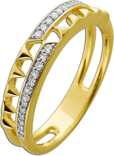 Ch.Abramowicz Diamantring Gelbgold 585 Weißgold 14K Brillanten 0.11ct 18