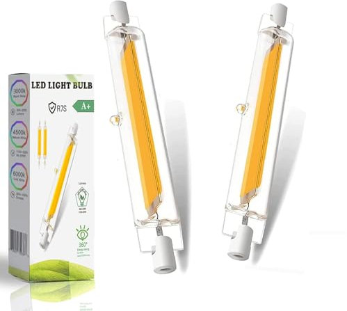 MJGFD Lampadine R7S LED 78mm Dimmerabile, Lampadina LED R7S 78mm 10W Equivalenti a 100W lampada Alogene, Bianca Calda 3000K 1000LM, Nessun Sfarfallio, Illuminazione Fascio 360°, 2er Pack