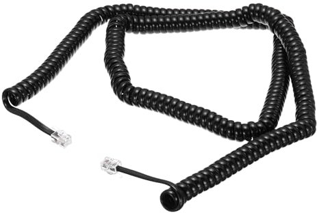 sourcing map Phone Cord for Landline, 25ft Uncoiled/3.4ft Coiled RJ9 4P4C Telephone Handset Cord No Tangle Coiled Phone Cable, Black