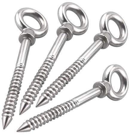 10 pezzi M6X60 o M8X80MM Viti a forma di occhio in acciaio inossidabile 316 Anelli terminali in legno Ganci rotondi Accessori hardware autofilettanti (M8 x 80 mm)